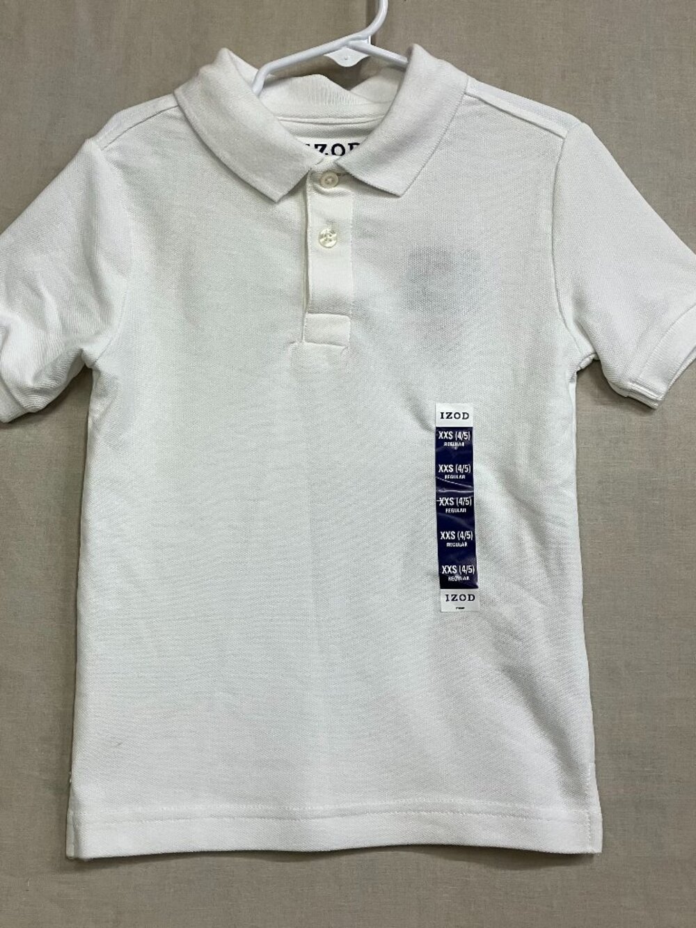 IZOD School Uniform Polo Shirt Big Boys' XXS White Short Sleeve Button Closure